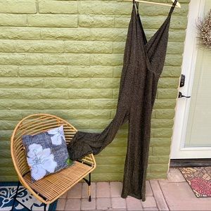 Truly You Gold Texture Wide Leg Jumpsuit